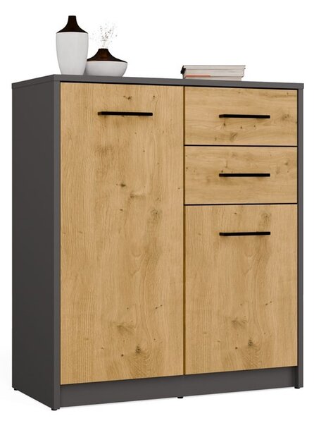TP Living Komoda SIMPLO 2D2S 74 cm antracitová/dub artisan