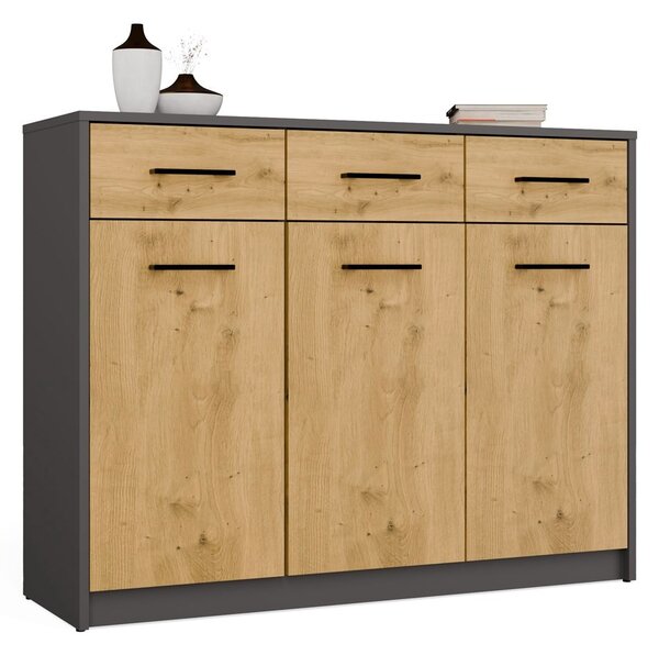 TP Living Komoda SIMPLO 3D3S 109 cm antracitová/dub artisan