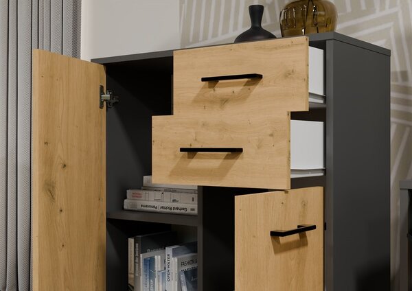 TP Living Komoda SIMPLO 2D2S 74 cm antracitová/dub artisan