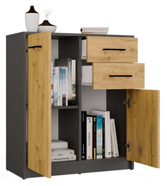 TP Living Komoda SIMPLO 2D2S 74 cm antracitová/dub artisan