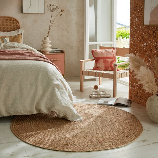 Flair Rugs, Kusový koberec Capri Jute Natural/Coral kruh, 180x180 (priemer) kruh, béžová, chodba / predsieň