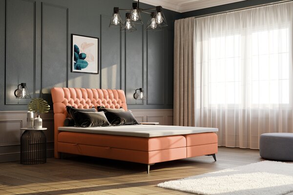 Moderná boxspring posteľ Maja 180x200cm, oranžová Magic Velvet