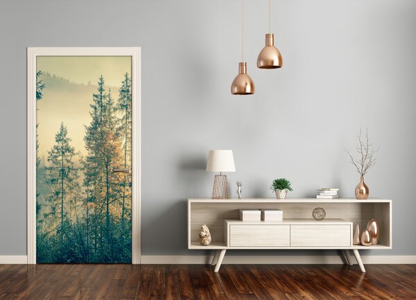 Fototapeta na dvere hmla nad lesom 85x205 cm
