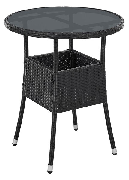 Polyratanový záhradný stolík Yoro, okrúhly čierny 60 cm