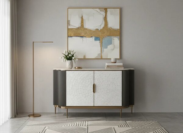 LivinHill Komoda Stilig ST906 150 cm grafit/krémová/zlatá