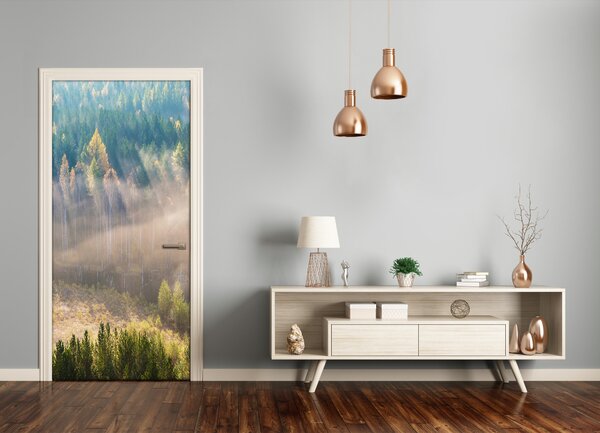 Fototapeta na dvere samolepiace hmla nad lesom 85x205 cm