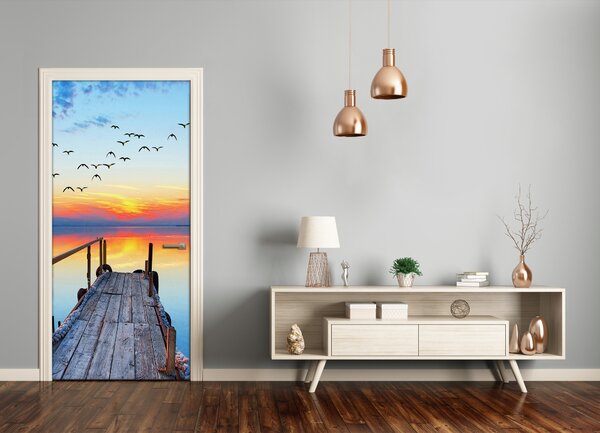 Fototapeta na dvere samolepiace drevené mólo 85x205 cm