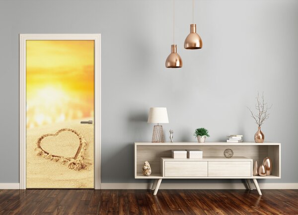 Fototapeta na dvere samolepiace srdce na pláži 75x205 cm