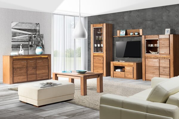 Szynaka Komoda Velvet II 45 161 cm z masívu s LED osvetlením dub rustikálny