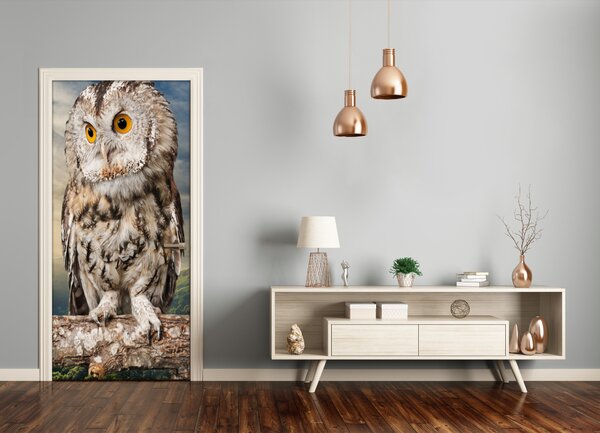 Samolepiace fototapety na dvere Sova na kopci 95x205 cm