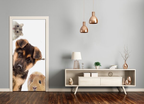 Samolepiace fototapety na dvere domáce zvieratá 95x205 cm