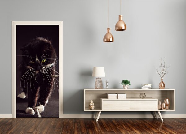 Samolepiace fototapety na dvere čierna mačka 85x205 cm