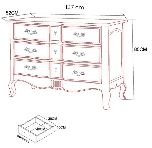 LivinHill Komoda Venezia 127 cm z masívu béžová