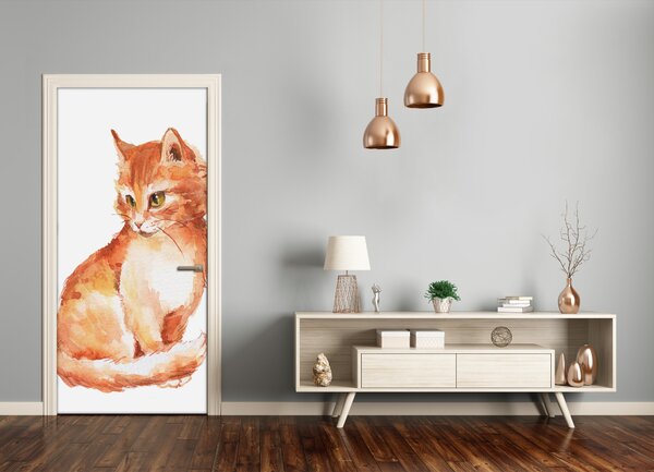 Samolepiace fototapety na dvere červená mačka 75x205 cm