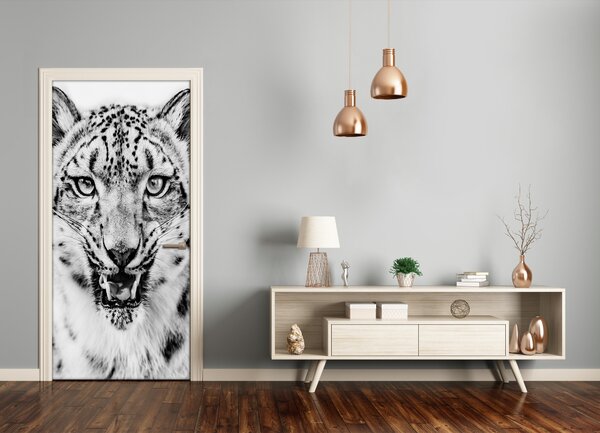 Samolepiace fototapety na dvere snežný leopard 85x205 cm