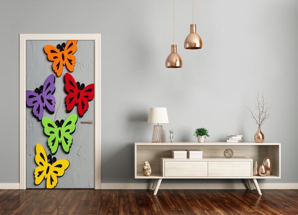 Samolepiace fototapety na dvere farební motýle 75x205 cm