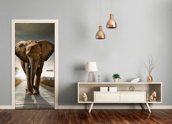 Samolepiace fototapety na dvere chodiaci slon 95x205 cm