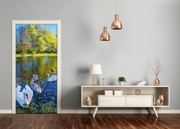Samolepiace fototapety na dvere Labute na jazere 95x205 cm