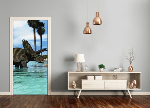 Samolepiace fototapety na dvere Dinozaury na pláži 85x205 cm