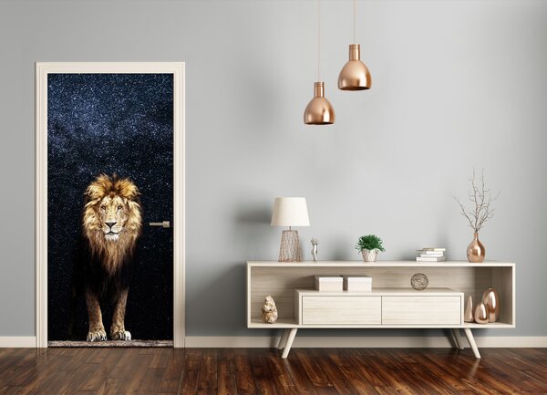 Samolepiace fototapety na dvere Lev na pozadí hviezd 95x205 cm