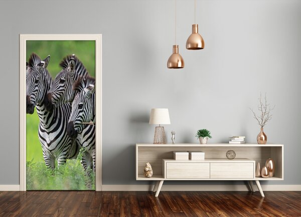 Samolepiace fototapety na dvere tri zebry 85x205 cm