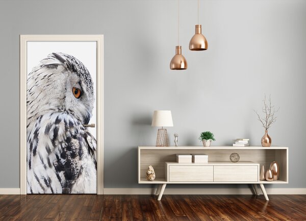 Samolepiace fototapety na dvere biela sova 75x205 cm