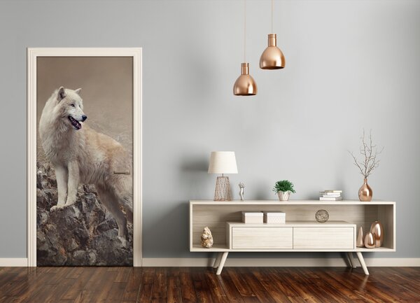 Samolepiace fototapety na dvere Vlk na skale 95x205 cm