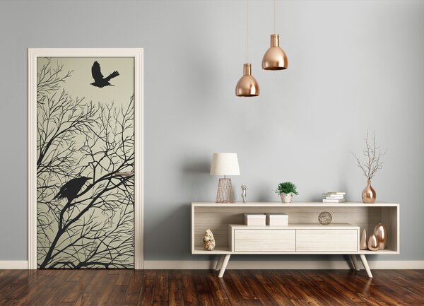 Samolepiace fototapety na dvere Vrany na strome 75x205 cm