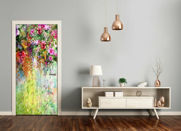 Fototapeta na dvere farebné kvety 75x205 cm