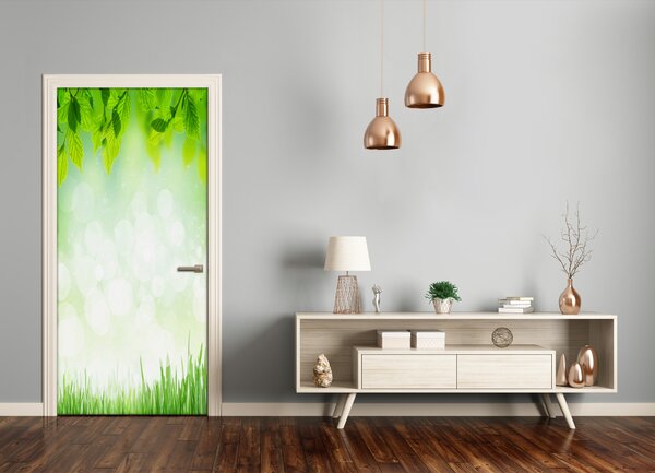 Fototapeta na dvere lístie tráva 75x205 cm
