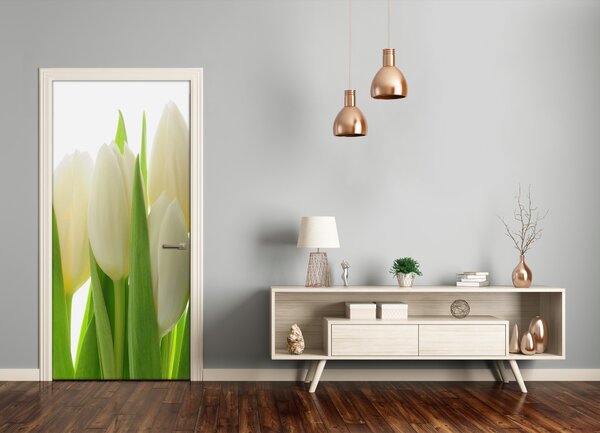 Fototapeta na dvere biele tulipány 75x205 cm