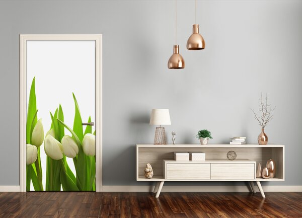 Fototapeta na dvere biele tulipány 75x205 cm