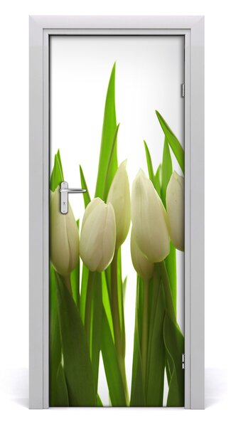 Fototapeta na dvere biele tulipány 95x205 cm