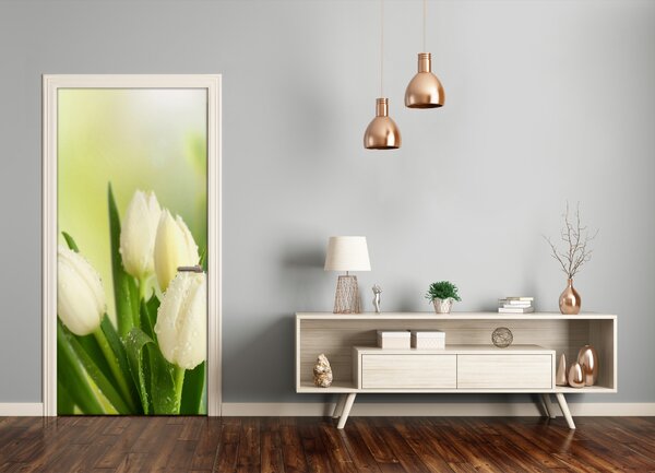 Fototapeta na dvere biele tulipány 85x205 cm