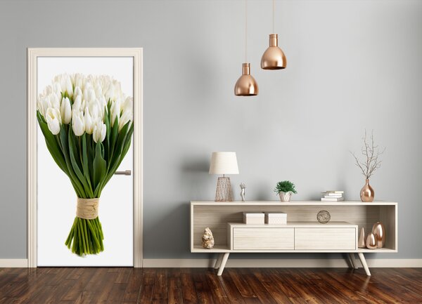 Fototapeta na dvere biele tulipány 75x205 cm