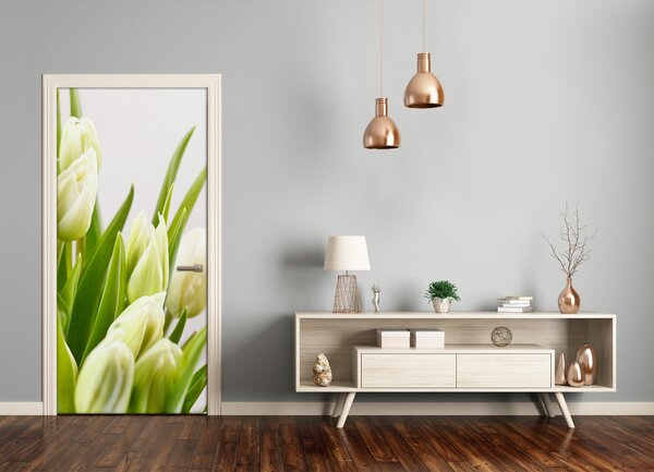 Fototapeta na dvere biele tulipány 85x205 cm
