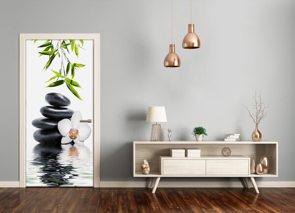 Fototapeta samolepiace Orchidea a kamene 85x205 cm