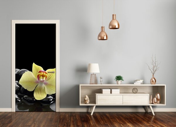 Fototapeta samolepiace Orchidea a kamene 85x205 cm