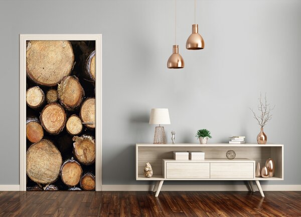 Fototapeta na dvere polená dreva 75x205 cm