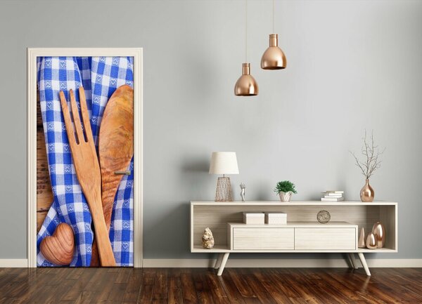 Fototapeta na dvere drevené príbory 85x205 cm