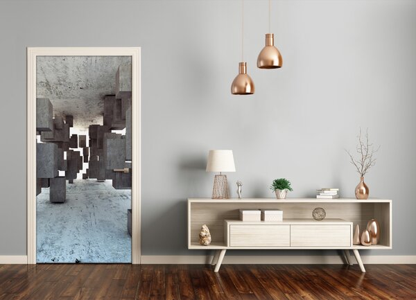 Fototapeta na dvere betón šesťuholník 75x205 cm