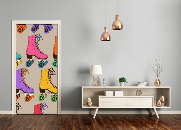 Fototapeta samolepiace na dvere farebné kolieskové korčule 75x205 cm