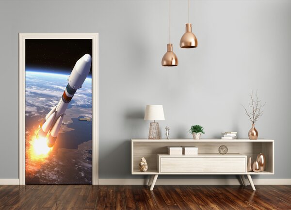 Fototapeta samolepiace dvere kozmická raketa 75x205 cm