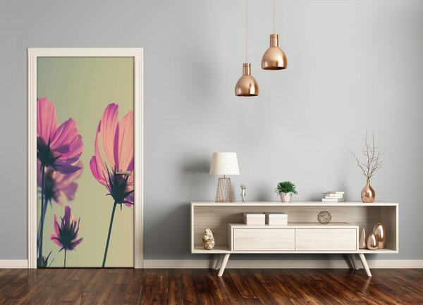 Fototapeta samolepiace na dvere ružové kvety 85x205 cm