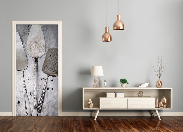 Fototapeta samolepiace na dvere kovové príbory 95x205 cm