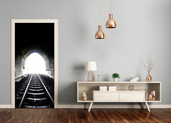 Fototapeta samolepiace dvere koľaje tunel 85x205 cm