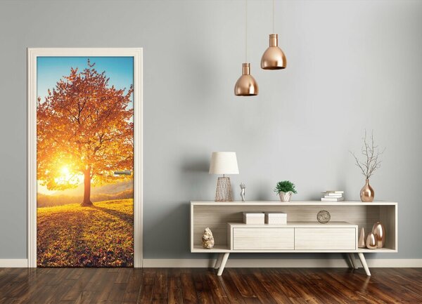 Fototapeta samolepiace na dvere jeseň drevo 75x205 cm