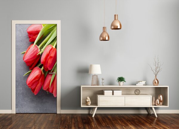 Fototapeta samolepiace červené tulipány 95x205 cm