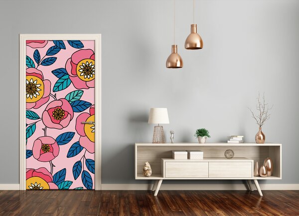 Samolepiace fototapety na dvere farebné kvety 75x205 cm