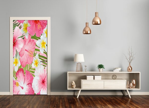 Samolepiace fototapety na dvere tropické kvety 85x205 cm